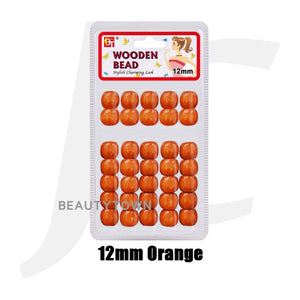 Beauty Town Wooden Braiding Beads 12mm Orange J17BO2