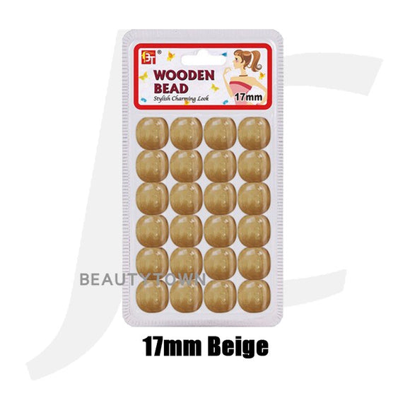 Beauty Town Wooden Braiding Beads 17mm Beige J17BB7