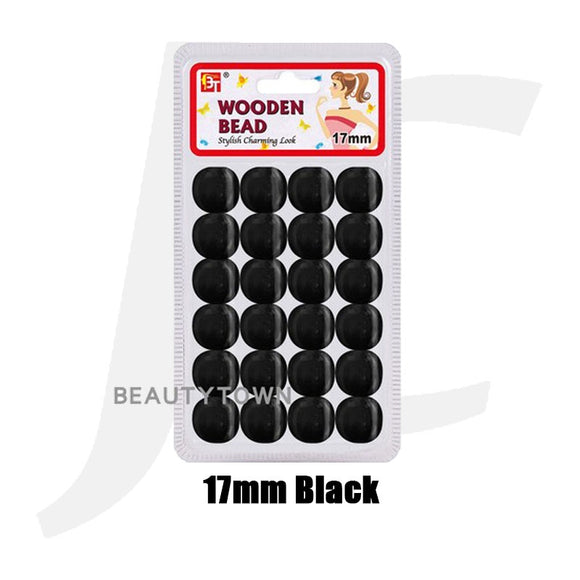 Beauty Town Wooden Braiding Beads 17mm Black J17BK7