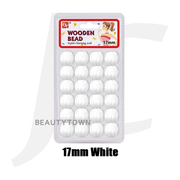 Beauty Town Wooden Braiding Beads 17mm White JBW7