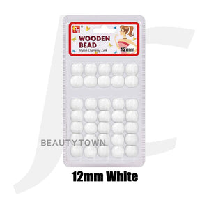 Beauty Town Wooden Braiding Beads 12mm White J17BW2