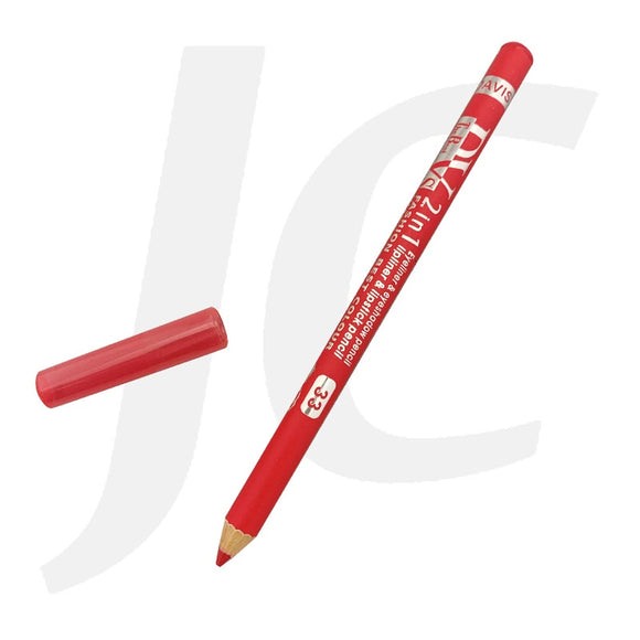 DAVIS 2 in 1 Eyeliner & Eyeshadow Pencil Lipliner & Lipstick Pencil #33 J61L33