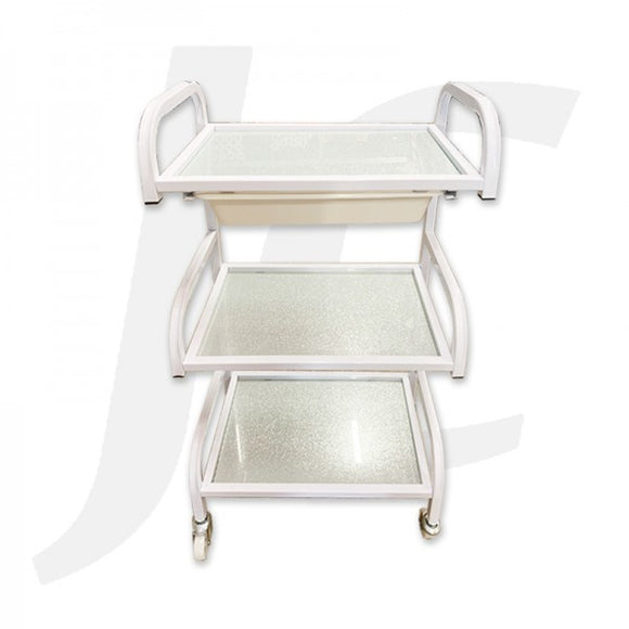 Beauty Trolley Silver Glass and Steel Frame 49x29x86cm R1011E J34BGS